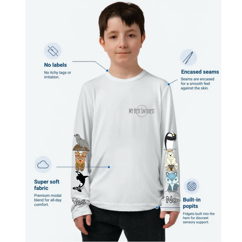 Kids Communication Fidget-T- Long Sleeve- Arctic Animals (Sleeve Print)