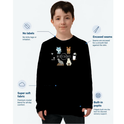 Kids Communication Long Sleeve Fidget-T- Arctic Animals (Body Print)