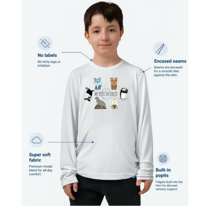 Kids Communication Long Sleeve Fidget-T- Arctic Animals (Body Print)