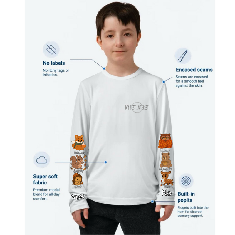 Kids Communication Fidget-T- Long Sleeve- Autumn Animals (Sleeve Print)