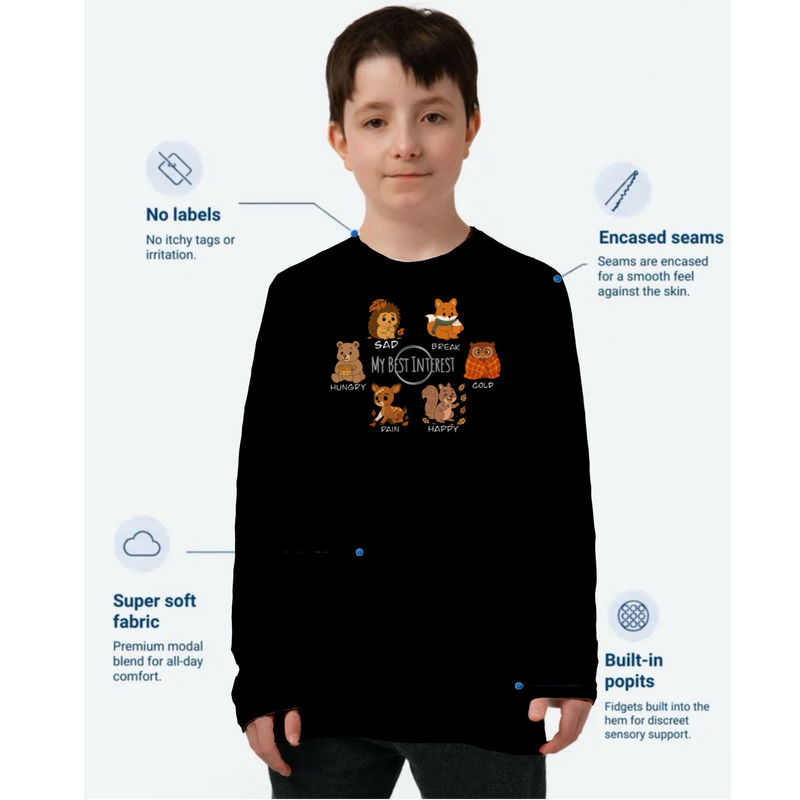 Kids Communication  Fidget-T- Long Sleeve- Autumn Animals (Body Print)