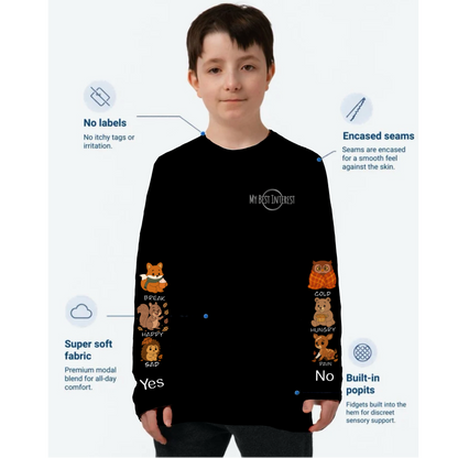 Kids Communication Fidget-T- Long Sleeve- Autumn Animals (Sleeve Print)