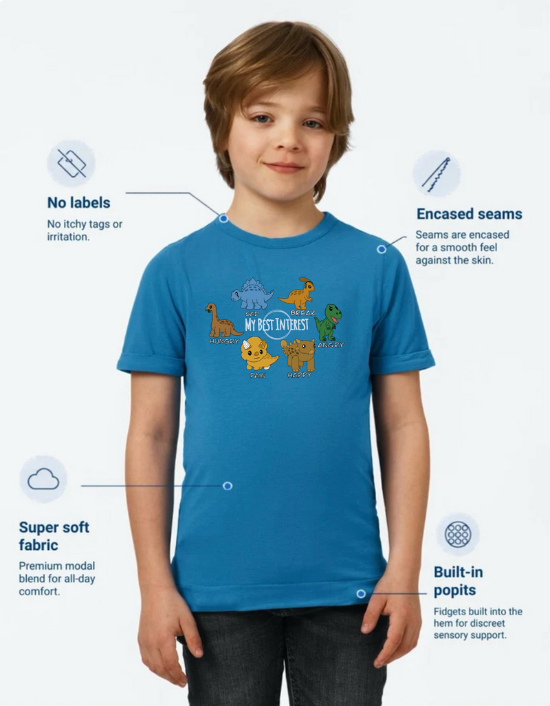 Kids Communication Fidget-T- Short Sleeve- Dinosaurs