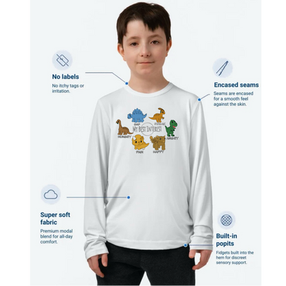 Kids Communication Fidget-T-Long Sleeve- Dinosaurs (Body Print)
