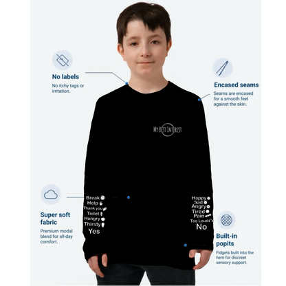 Kids Communication Fidget-T- Long Sleeve- Essentials (Sleeve Print)