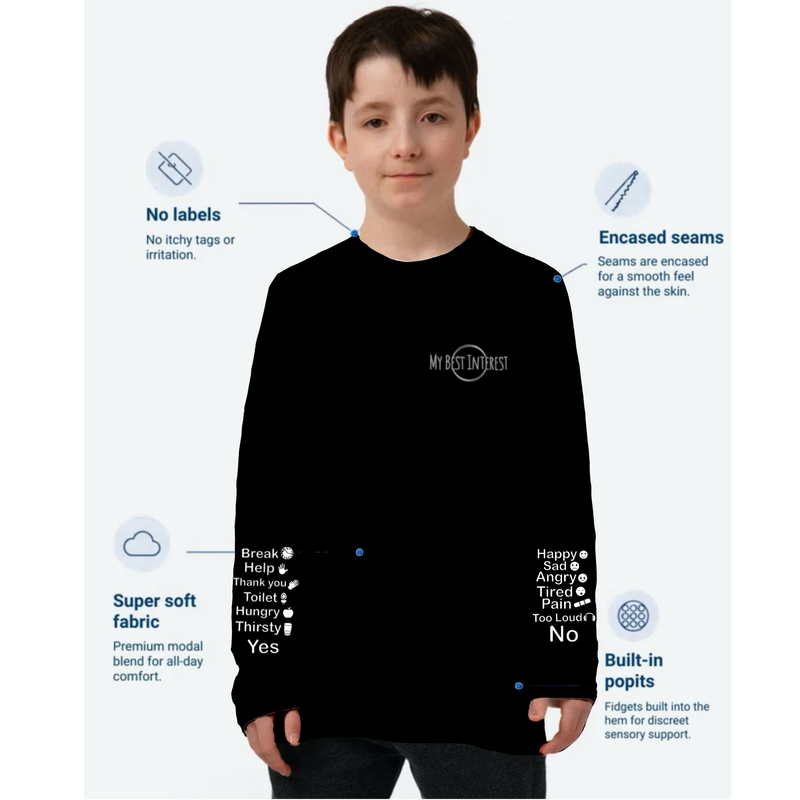 Kids Communication Fidget-T- Long Sleeve- Essentials (Sleeve Print)