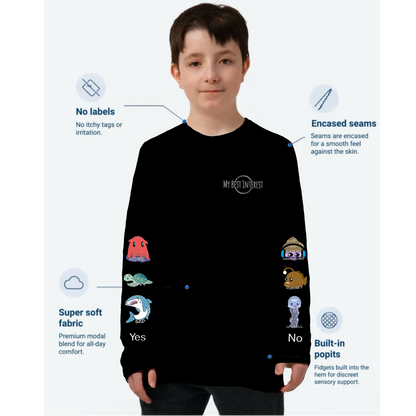 Kids Communication Fidget-T- Long Sleeve- Sea Creature (Sleeve Print)