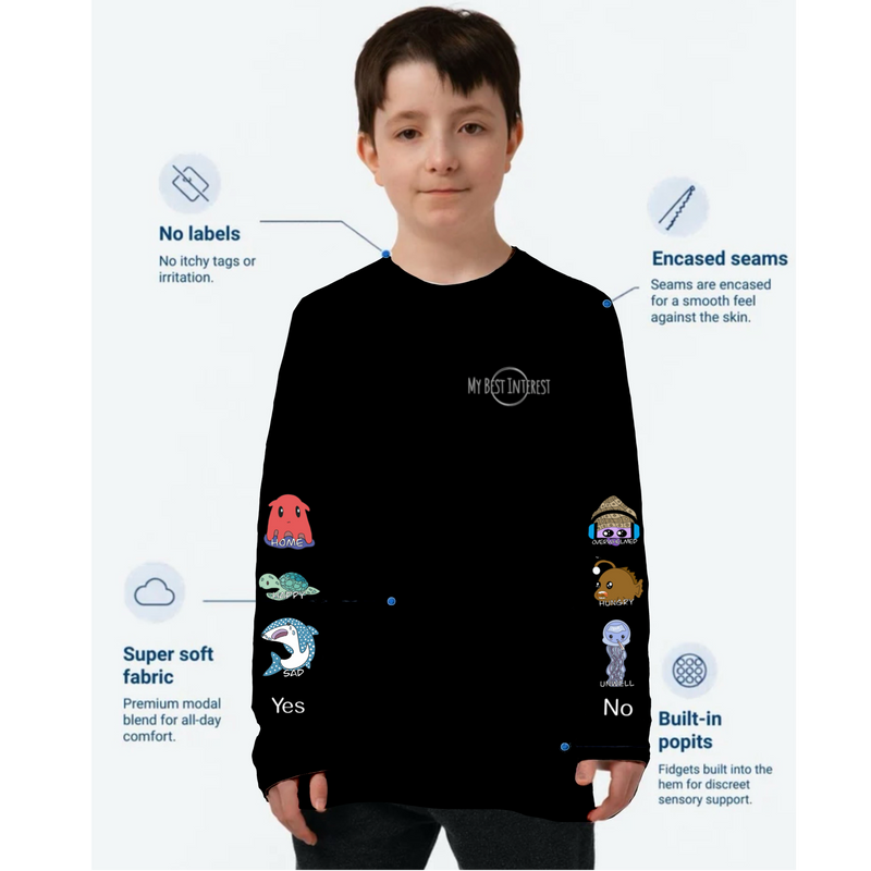 Kids Communication Fidget-T- Long Sleeve- Sea Creature (Sleeve Print)