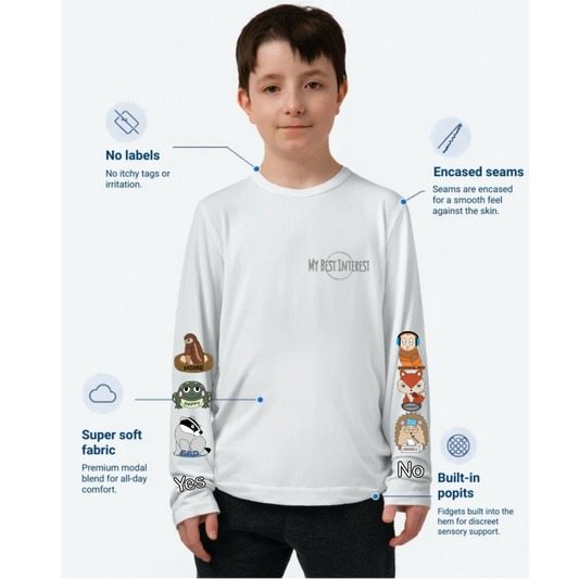 Kids Communication Fidget-T- Long Sleeve- Woodland Animals (Sleeve Print)