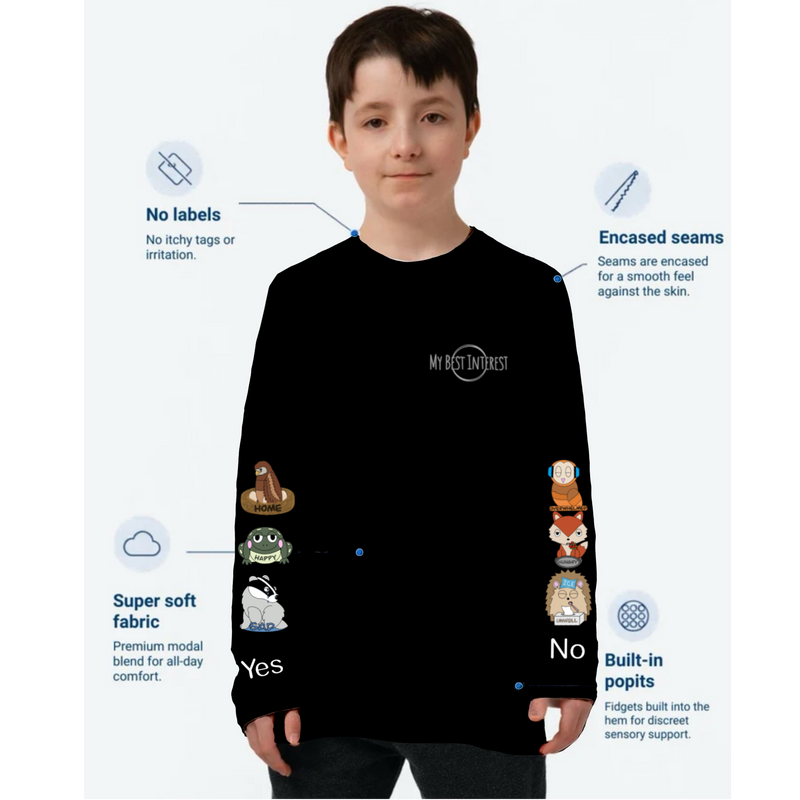 Kids Communication Fidget-T- Long Sleeve- Woodland Animals (Sleeve Print)