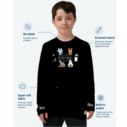 Kids Communication Long Sleeve Fidget-T- Arctic Animals (Body Print)