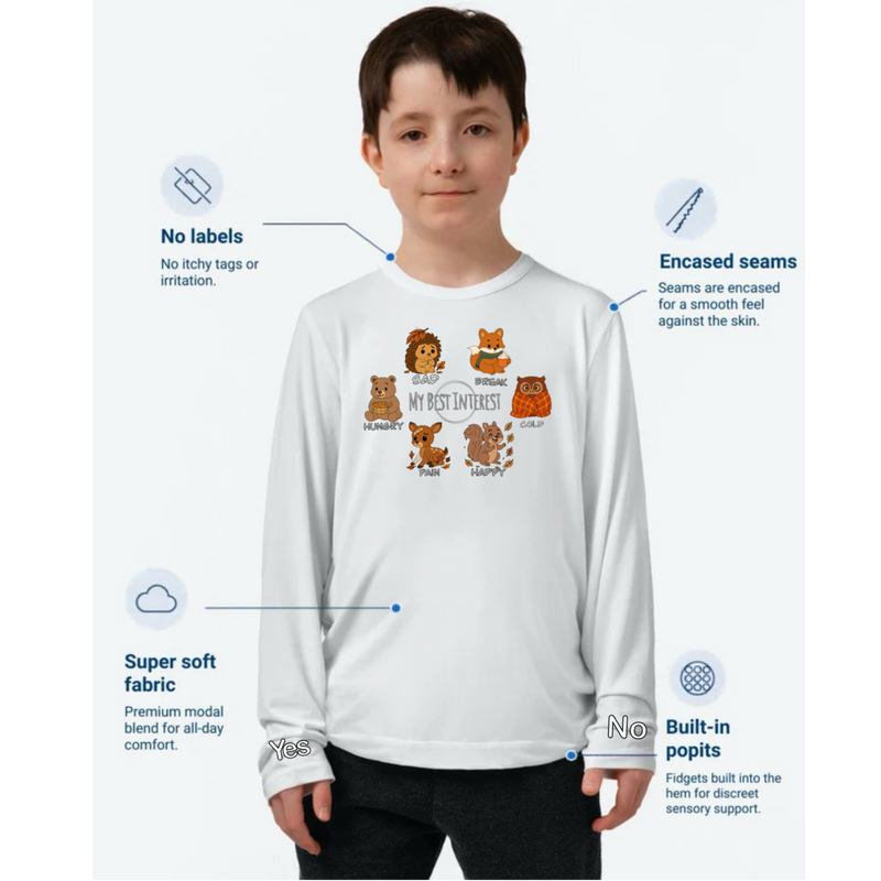 Kids Communication  Fidget-T- Long Sleeve- Autumn Animals (Body Print)