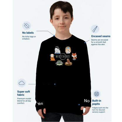 Kids Communication Fidget-T- Long Sleeve- Woodland Animals (Body Print)