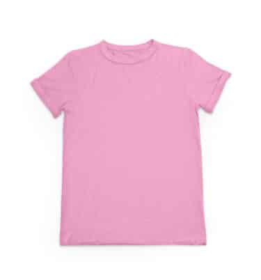 A short-sleeved, pink t-shirt with built-in popit fidgets