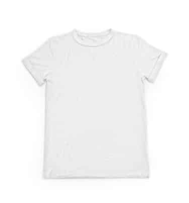 A short sleeved, white t-shirt with built-in popit fidgets